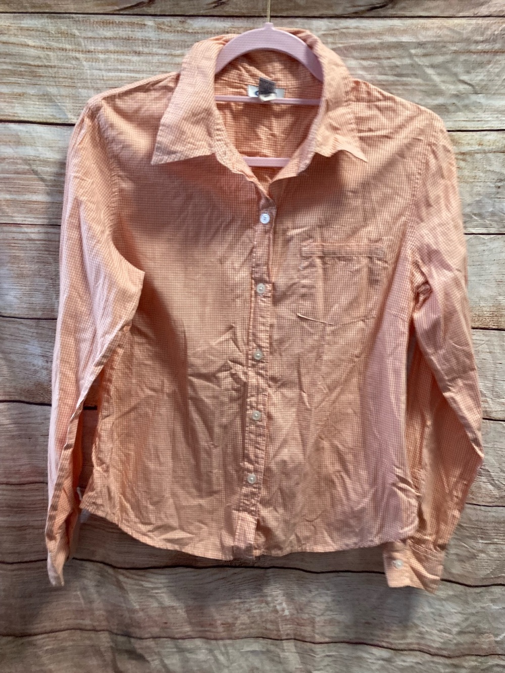Old Navy orange checkered shirt-Ladies Medium